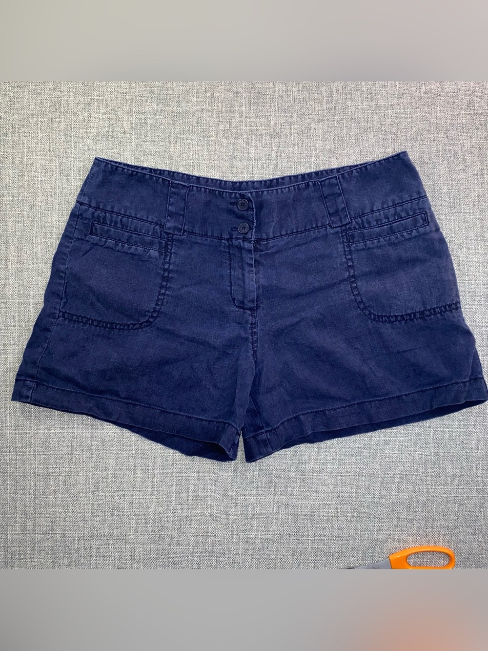 Hei Hei Anthropologie Women's Navy Blue Shorts 4 Pockets Size 10 100% Linen